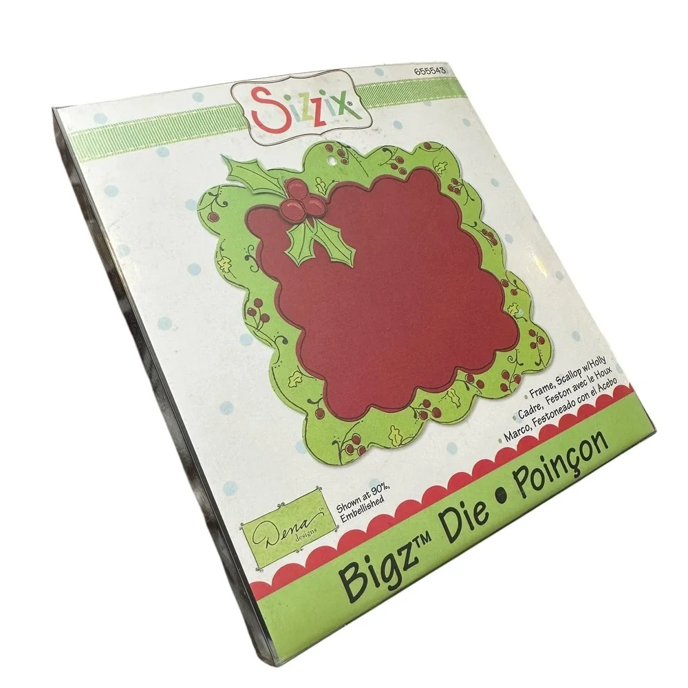 Sizzix‎ Bigz Die 655543 Frame Scallop Holly Christmas Holiday Paper Crafting